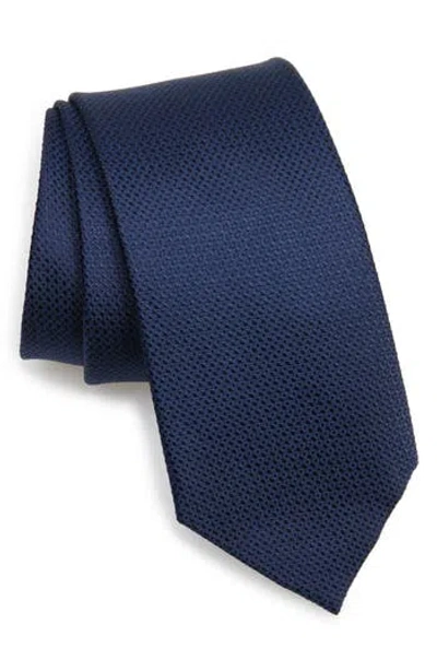 Duchamp Solid Silk Tie In Navy