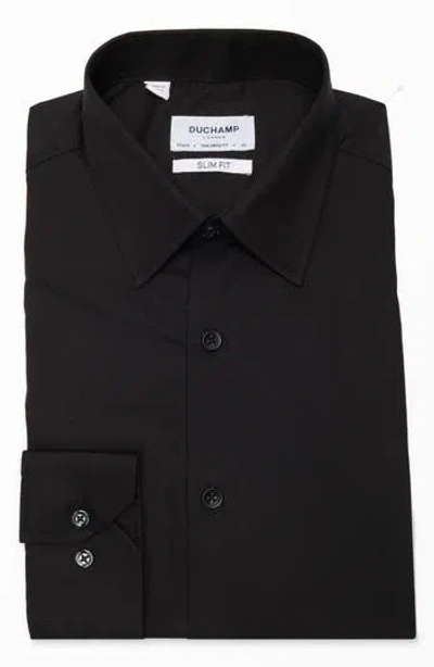 Duchamp Solid Slim Fit Dress Shirt In Black