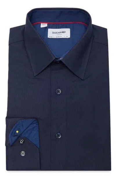 Duchamp Solid Slim Fit Dress Shirt In Blue