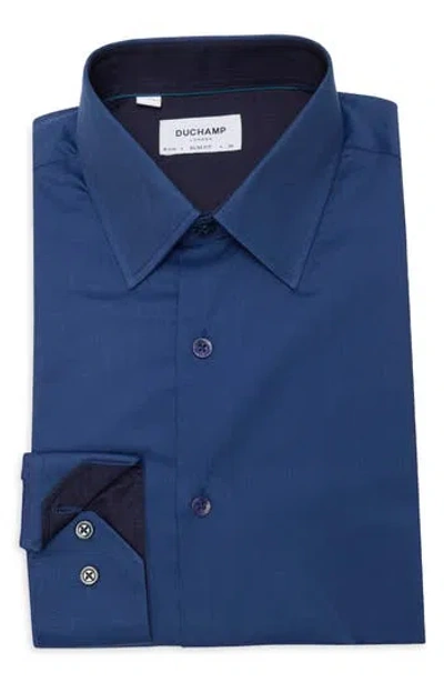 Duchamp Solid Slim Fit Dress Shirt In Blue