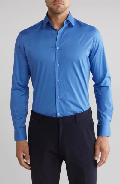 Duchamp Solid Tailored Fit Dress Shirt In Blue