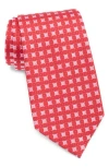 Duchamp Square Neat Silk Tie In Red