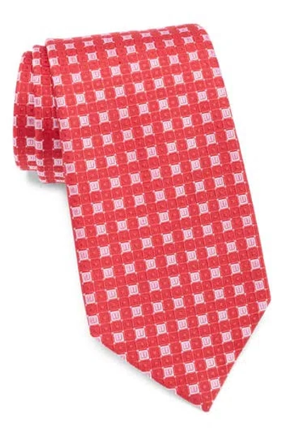 Duchamp Square Neat Silk Tie In Red