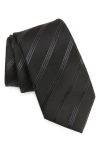 Duchamp Stripe Silk Tie In Black