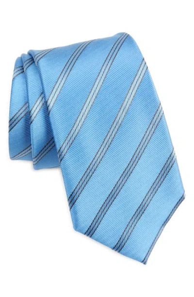 Duchamp Stripe Silk Tie In Blue