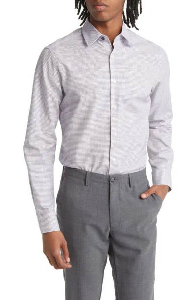 Duchamp Tailored Fit Box Check Dress Shirt In Grey
