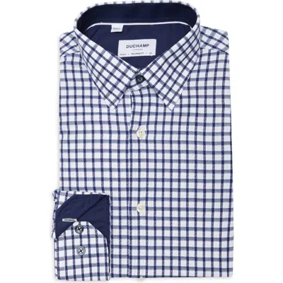 Duchamp Tailored Fit Check Stretch Cotton Dress Shirt