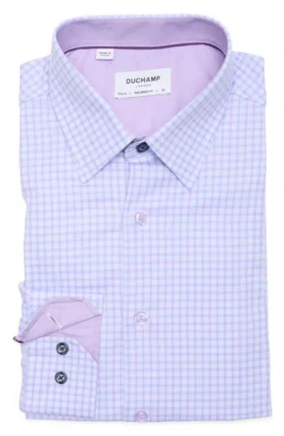 Duchamp Tailored Fit Check Stretch Cotton Dress Shirt In Black