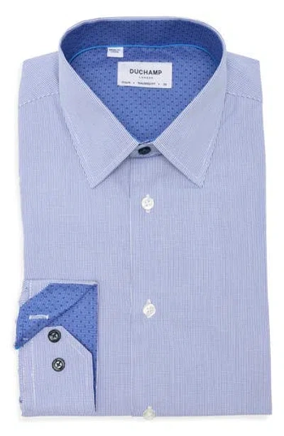 Duchamp Tailored Fit Micro Check Dress Shirt In Navy
