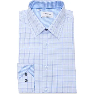 Duchamp Tailored Fit Plaid Dress Shirt In Blue