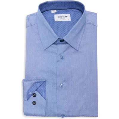 Duchamp Tailored Fit Stretch Dress Shirt In Blue