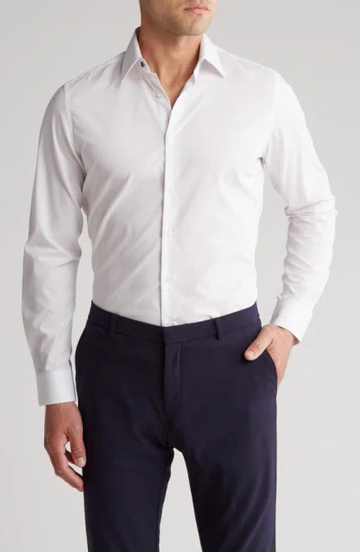 Duchamp Tailored Fit Textured Solid Dress Shirt In White