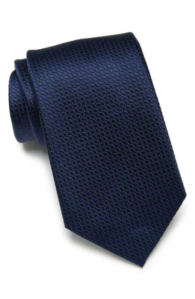 Duchamp Texture Silk Tie In Blue
