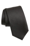 Duchamp Texture Solid Silk Tie In Black