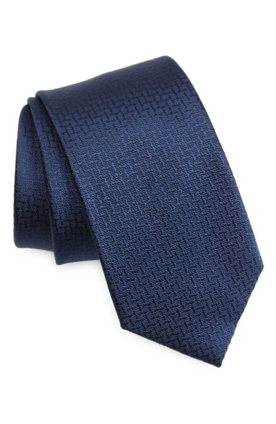 Duchamp Texture Solid Silk Tie In Navy