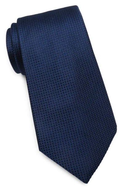 Duchamp Texture Solid Silk Tie In Blue