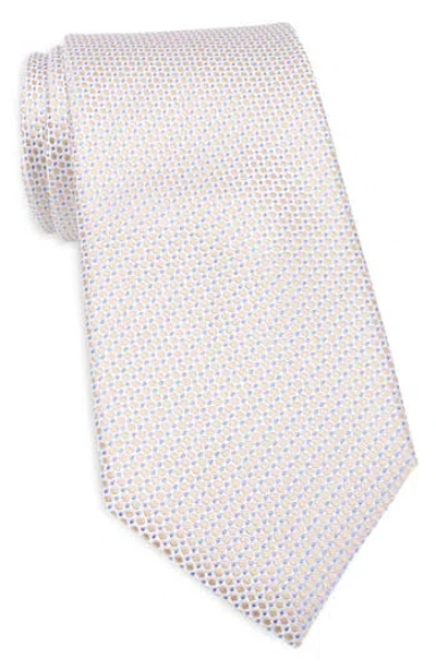 Duchamp Textured Neat Silk Tie In White