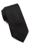 Duchamp Textured Solid Silk Tie In Black