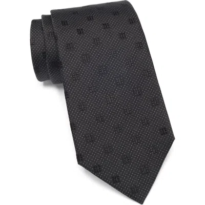 Duchamp Textured Solid Silk Tie In Black