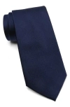 Duchamp Textured Solid Silk Tie In Navy