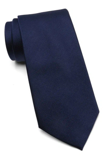 Duchamp Textured Solid Silk Tie In Navy