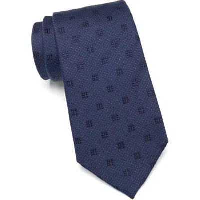 Duchamp Textured Solid Silk Tie In Navy