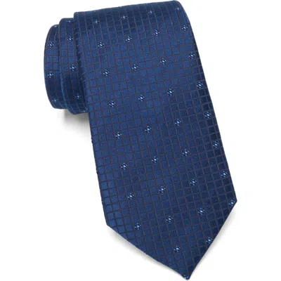 Duchamp Tonal Box Silk Tie In Navy