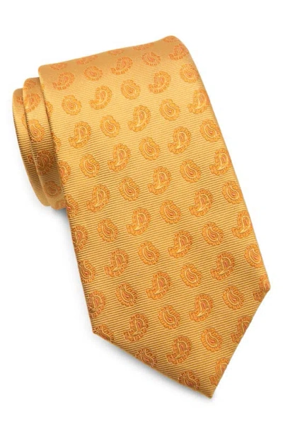 Duchamp Tonal Paisley Silk Tie In Orange