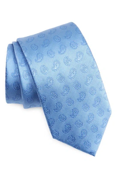 Duchamp Tonal Paisley Silk Tie In Blue
