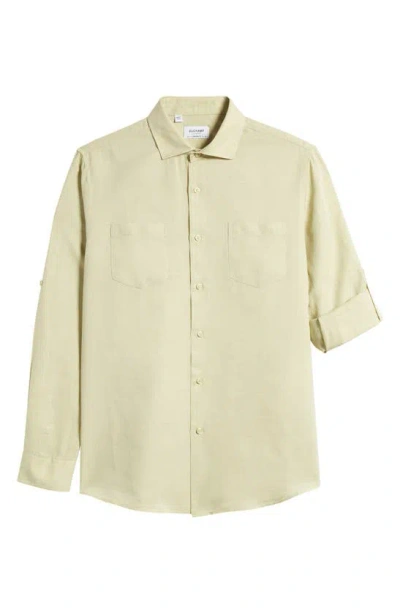 Duchamp Trim Fit Linen & Cotton Dress Shirt In Green