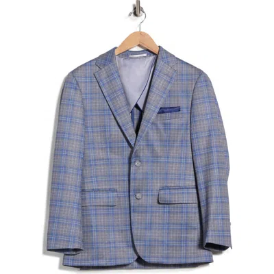 Duchamp Trim Fit Plaid Sport Coat In Blue