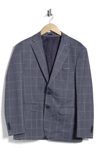 Duchamp Windowpane Check Stretch Knit Sport Coat In Navy