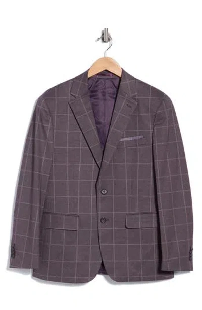Duchamp Windowpane Check Stretch Knit Sport Coat In Purple