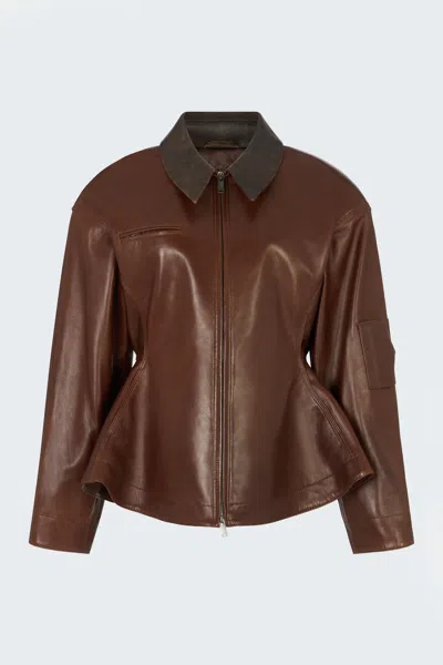 Ducie Bernadette Leather Jacket In Brown