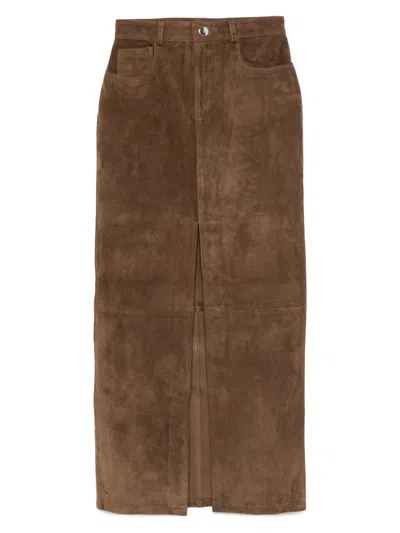 DUCIE CHICAGO SUEDE MAXI SKIRT - WOMEN'S - CALF SUEDE/LEATHER