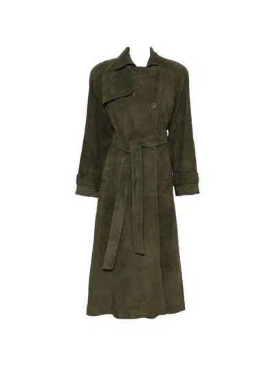 Ducie Corrin Double-breasted Trench Coat In Green