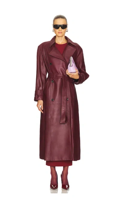 Ducie Corrin Leather Coat In Burgundy