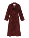 Ducie Corrin Suede Trench Coat In Burgundy