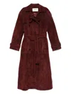 Ducie Corrin Suede Trench Coat In Red