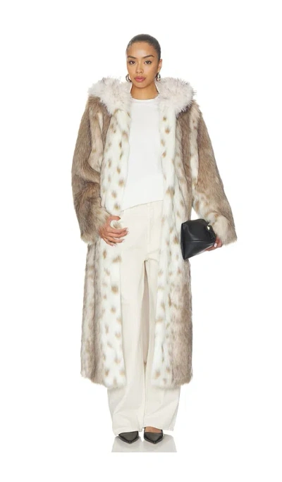 Ducie Dina Long Faux Fur Coat In Lynx