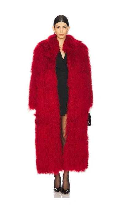 Ducie Faye Fur Coat In Red