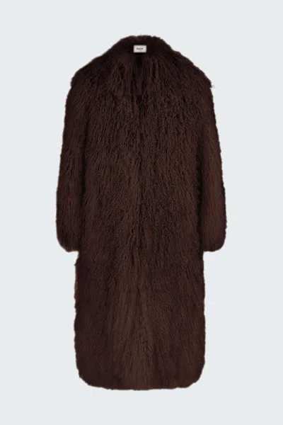 Ducie Faye Shearling Maxi Coat In Brown