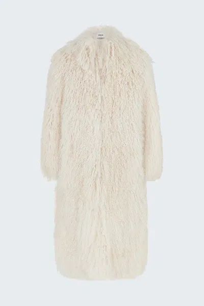 Ducie Faye Shearling Maxi Coat In White