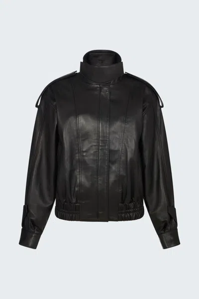 Ducie Fiona Leather Bomber In Black