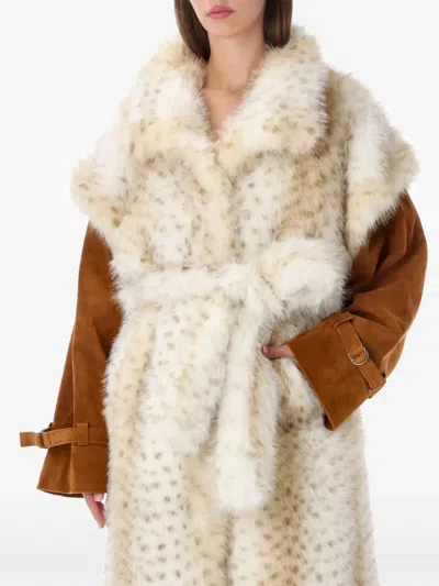 Ducie Harper Faux-fur Panel Coat In White
