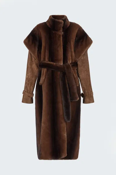 Ducie Harper Fur And Suede Coat In Brown