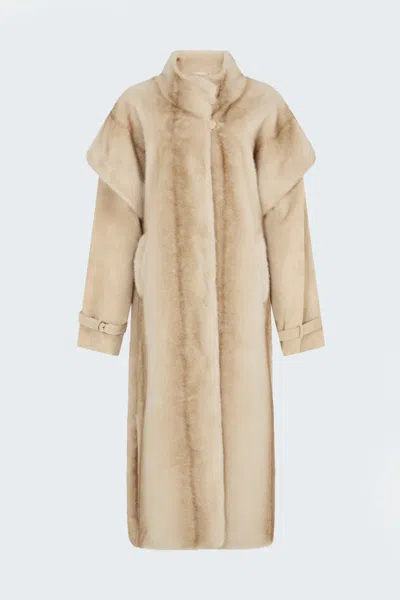 Ducie Harper Fur And Suede Coat In Neutral