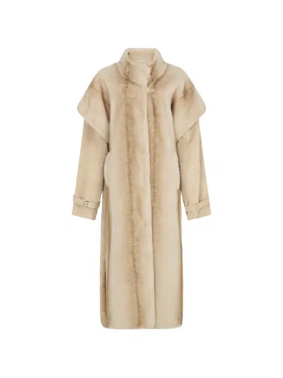 Ducie Harper Fur And Suede Coat In Neutral