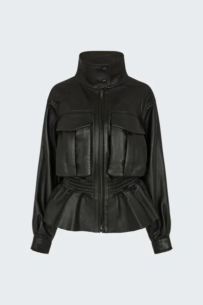 Hazel Leather Jacket In Black from DUCIE