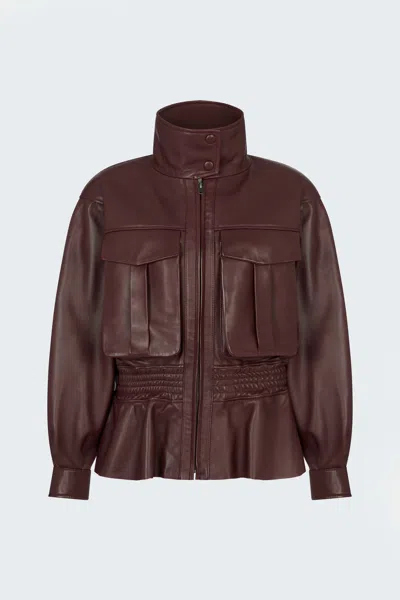 Hazel Leather Jacket In Brown from DUCIE